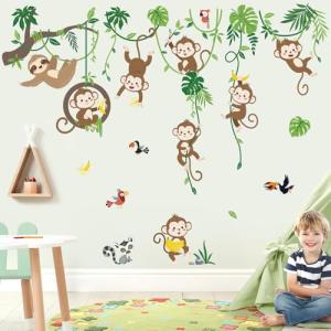 decalmile Pegatinas de Pared Animales de la Jungla Mono Vin…