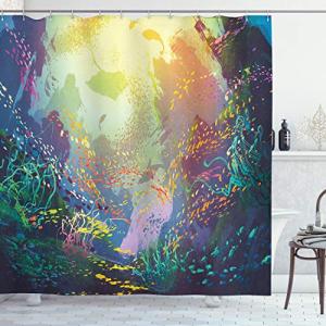 ABAKUHAUS Animales Marinos Cortina de Baño, Coral Reef Arte…