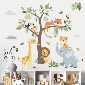decalmile Pegatinas de Pared Animales de la Jungla Árbol Vi…