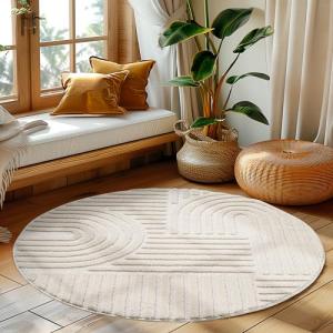 HomebyHome Alfombra de pelo corto, 120 cm, redonda, color c…
