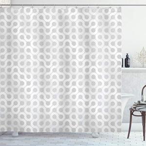ABAKUHAUS Gris y Blanco Cortina de Baño, Modelo Redondo Ova…
