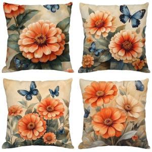 Funda Cojin 70x70 cm,Juego de 4 Fundas de Cojines Flor Terc…