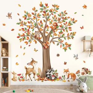 decalmile Pegatinas de Pared Árbol Grande Animales del Bosq…