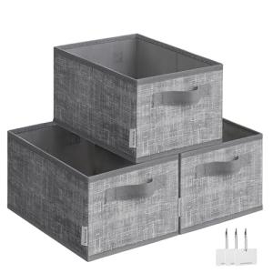 SONGMICS Cajas de Almacenaje Plegables, Juego de 3 Cestas d…
