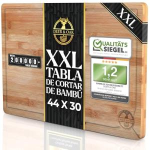 Deer & Oak Tabla de Cortar de Bambú 44x30x2 cm – Madera Pre…