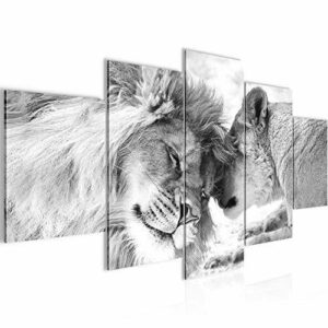 Runa Art - Cuadros Decorativos Leones Amor 200 x 100 cm 5 P…