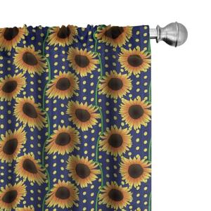 ABAKUHAUS Azul Naranja Juego de 2 Paños Cortinas, Girasoles…