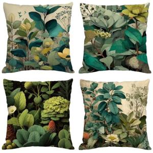 Fundas Cojines 70x70 cm Juego de 4 Verde Cojines Exterior I…