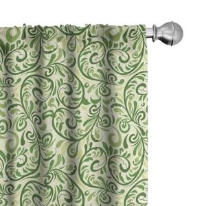 ABAKUHAUS Verde Juego de 2 Paños Cortinas, Rizado Adornado…