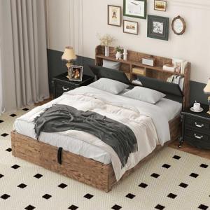 Azkoeesy Cama tapizada con cajonera y 2 cajones, 140 x 200…