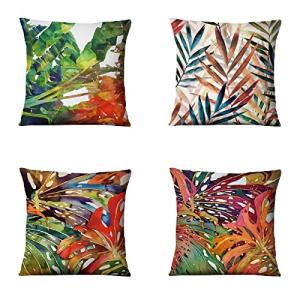 Hojas tropicales Cojines Sofá 70x70cm, Juego de 4 suave Fun…