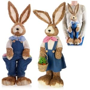 com-four® 2X Conejito de Pascua de Paja XXL Hecho a Mano -…