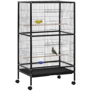 PawHut Jaula para Pájaros Pajarera con 4 Ruedas 4 Puertas 4…