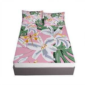 Chickwin-Shop 3D Hojas de Flores Sábana Bajera Ajustable Co…