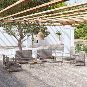 MOONAIRY Set de Muebles de jardín 8 pzas y Cojines, Set De…