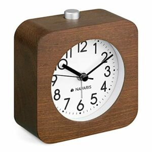 Navaris Reloj Despertador de Madera - Reloj clásico analógi…