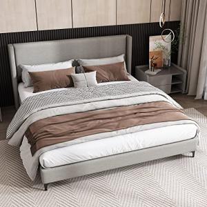 Moimhear Cama tapizada, cama doble, cama con somier, cabece…