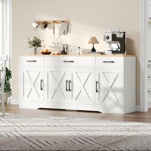 Kebnor Aparador moderno blanco multifunción de madera para…