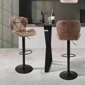 ML-Design Juego de 2X Taburetes de Bar Tapizados en Piel Si…