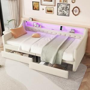 TIZZ Cama de día, sofá cama, luz ambiental, con mando a dis…