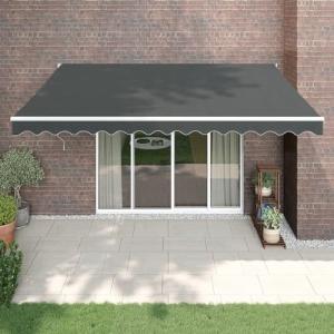 LAPOOH Toldo retráctil Aluminio y Tela Gris Antracita 4x3 m…