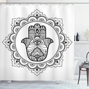 ABAKUHAUS Hamsa Cortina de Baño, Mandala Mehndi Oriental, M…