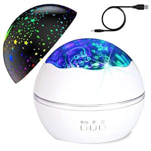 HUKITECH Lámpara de noche giratoria, proyector de cielo – m…