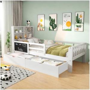 Lubvtti Cama Infantil 90 x 200 cm con cajones y Mesa de Dib…