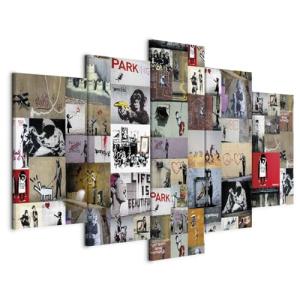 murando - Cuadro en Lienzo Banksy 200x100 cm 5 piezas - Imp…