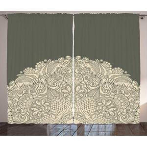 ABAKUHAUS Oriental Cortinas, La Mitad Mandala Floral, Sala…