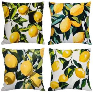 Fundas Cojines 70x70 cm Juego de 4 Amarillo Cojines Exterio…