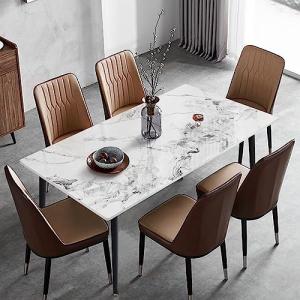 FATIVO Mesa de Comedor de Mármol: Mesa Rectangular de Estil…