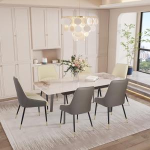 FATIVO Juego de Mesa Comedor Extensible con 6 Sillas, 130 c…