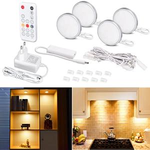 WOBANE Luz Vitrina con Mando Regulable, 4pcs Luces Led Adhe…