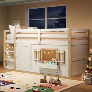 Zravenna Litera de 90 x 200 cm con escalera, cuna con baran…