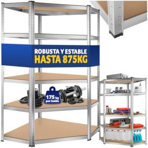 TecTake® estantería metálica de 5 estantes de Esquina, Idea…