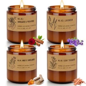 Velas Perfumadas de Regalo, 4 Piezas 200g Velas Grandes Aro…