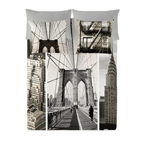 NATURALS NY Buildings Funda Nórdica, Algodón, Gris, 90 cm