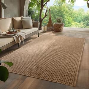 HomebyHome Alfombra Exterior y Interior 120 x 170 cm Beige…