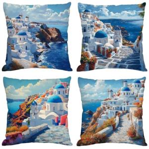 Funda Cojin 70x70 cm,Juego de 4 Fundas de Cojines Paisaje T…