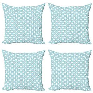 ABAKUHAUS Blanco Set de 4 Fundas para Cojín, Circular Detal…
