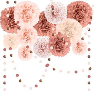VORHOT Pompones Decoracion Fiesta, 15 Piezas Pompones de Pa…