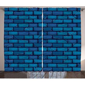 ABAKUHAUS Pared de ladrillo Cortinas, Coloreada Azul Muro d…