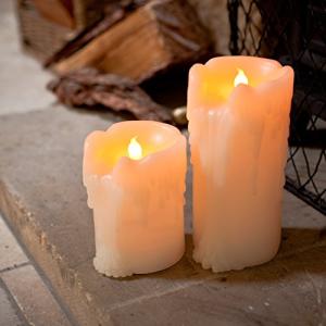 Lights4fun Juego de 2 Velas LED de Cera a Pilas, Vela Decor…