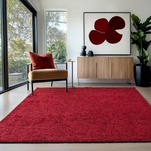 HomebyHome Alfombra Algodón Chenille Rojo 120x170 cm Lavabl…