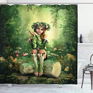 ABAKUHAUS Hada Cortina de Baño, Duende de la Muchacha con l…