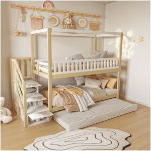 Lubvtti Litera Infantil con Cama Nido y Escalera de Almacen…