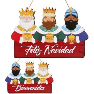 LEMESO Letrero Colgante de Navidad para Puerta 30 x 20 cm c…