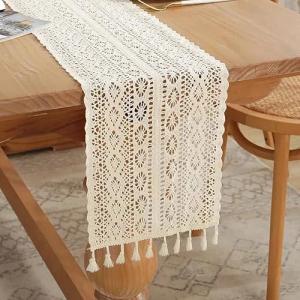 Dewocke Camino de mesa de ganchillo, 30 x 180 cm, mantel bo…