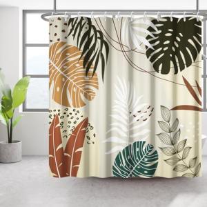 Bovlleetd 152x183cm Cortina de Baño Boho Botánica Cortina d…